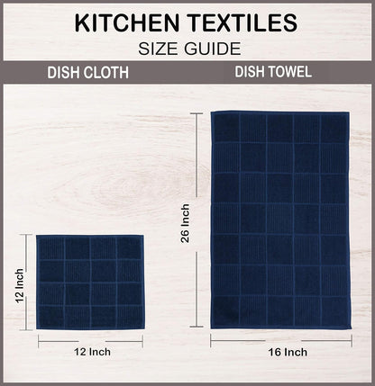 Cotton Kitchen Dish Cloths Set of 8 – Highly Absorbent, Super Soft Premium Terry Cleaning Cloth (12"x12" Inch) Premium Dishcloths for Washing Dishes (Yellow)