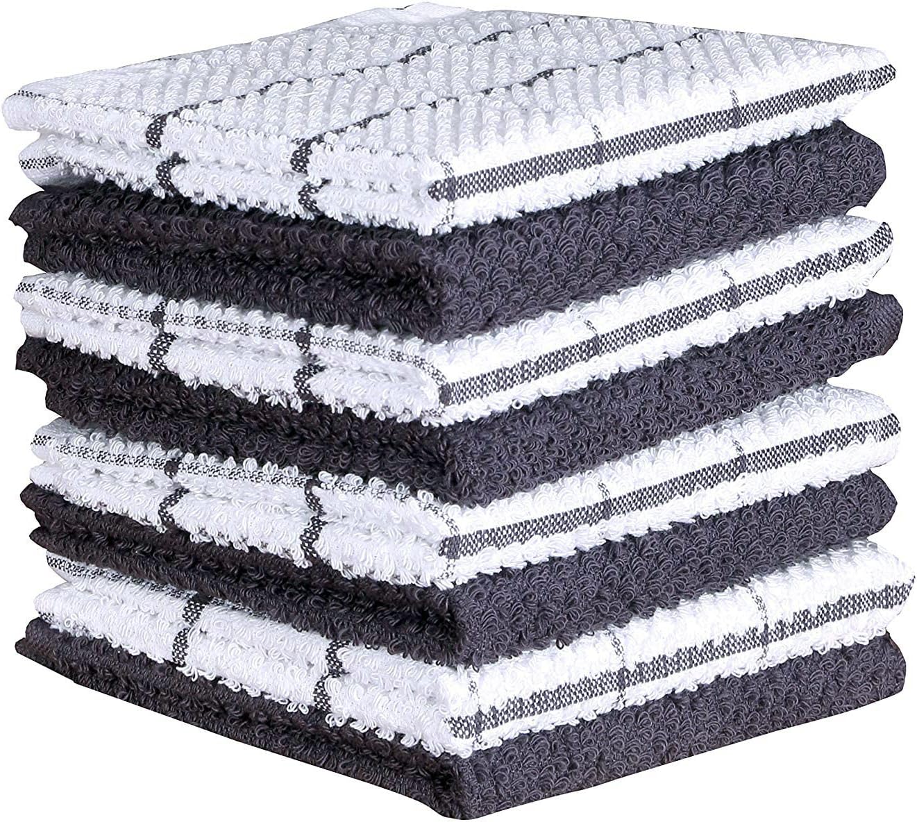 Cotton Kitchen Dish Cloths Set of 8 – Highly Absorbent, Super Soft Premium Terry Cleaning Cloth (12"x12" Inch) Premium Dishcloths for Washing Dishes (Yellow)