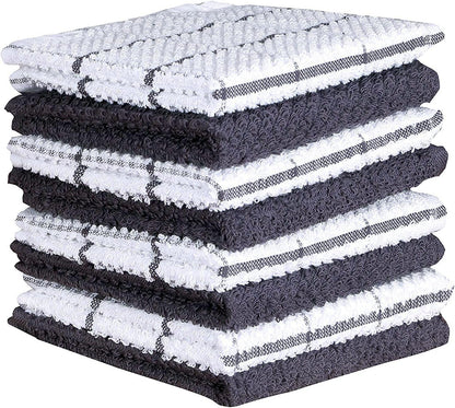 Cotton Kitchen Dish Cloths Set of 8 – Highly Absorbent, Super Soft Premium Terry Cleaning Cloth (12"x12" Inch) Premium Dishcloths for Washing Dishes (Yellow)