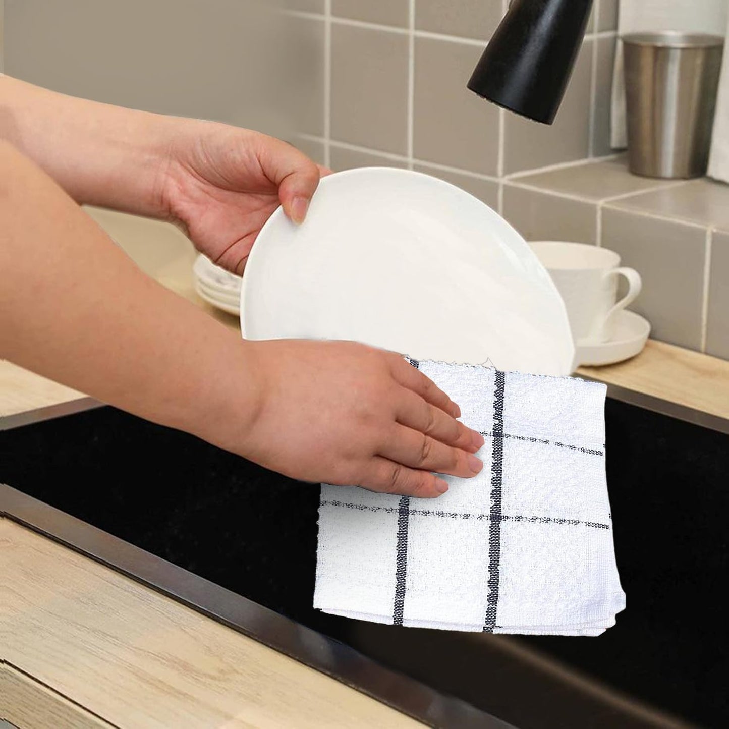 Cotton Kitchen Dish Cloths Set of 8 – Highly Absorbent, Super Soft Premium Terry Cleaning Cloth (12"x12" Inch) Premium Dishcloths for Washing Dishes (Yellow)