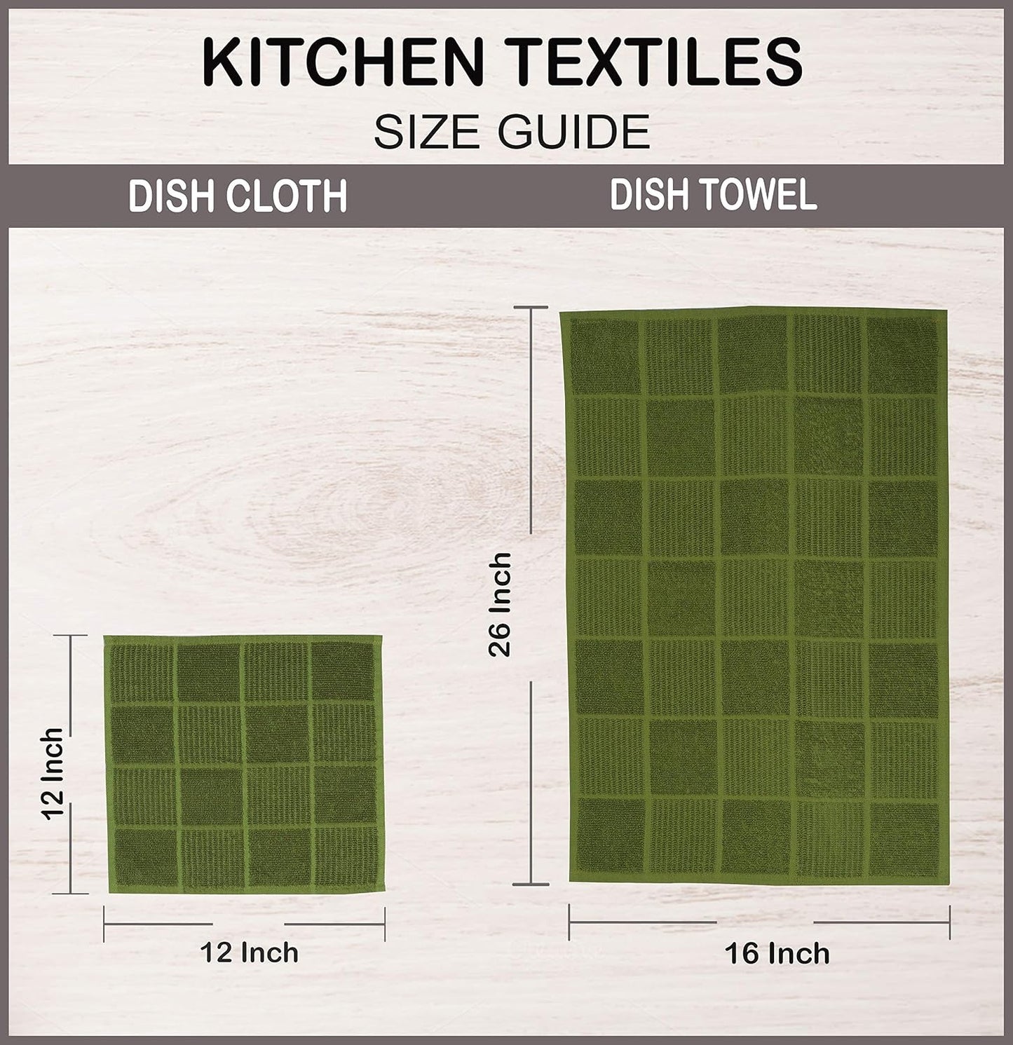 Cotton Kitchen Dish Cloths Set of 8 – Highly Absorbent, Super Soft Premium Terry Cleaning Cloth (12"x12" Inch) Premium Dishcloths for Washing Dishes (Yellow)