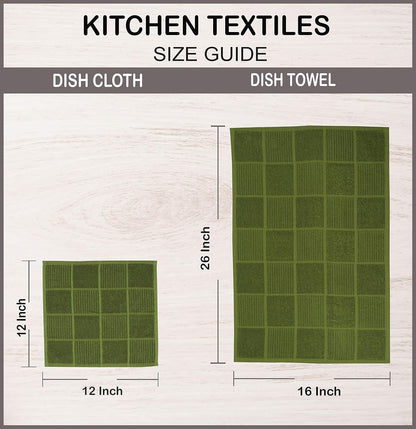 Cotton Kitchen Dish Cloths Set of 8 – Highly Absorbent, Super Soft Premium Terry Cleaning Cloth (12"x12" Inch) Premium Dishcloths for Washing Dishes (Yellow)