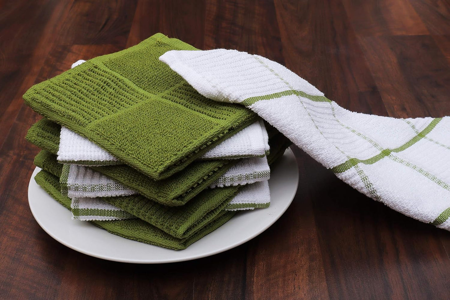 Cotton Kitchen Dish Cloths Set of 8 – Highly Absorbent, Super Soft Premium Terry Cleaning Cloth (12"x12" Inch) Premium Dishcloths for Washing Dishes (Yellow)