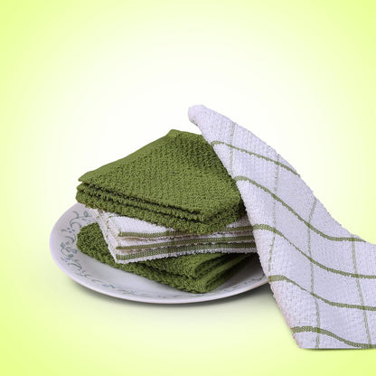 Cotton Kitchen Dish Cloths Set of 8 – Highly Absorbent, Super Soft Premium Terry Cleaning Cloth (12"x12" Inch) Premium Dishcloths for Washing Dishes (Yellow)