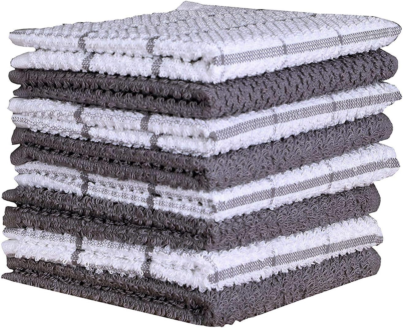 Cotton Kitchen Dish Cloths Set of 8 – Highly Absorbent, Super Soft Premium Terry Cleaning Cloth (12"x12" Inch) Premium Dishcloths for Washing Dishes (Yellow)