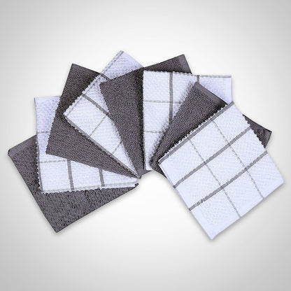 Cotton Kitchen Dish Cloths Set of 8 – Highly Absorbent, Super Soft Premium Terry Cleaning Cloth (12"x12" Inch) Premium Dishcloths for Washing Dishes (Yellow)
