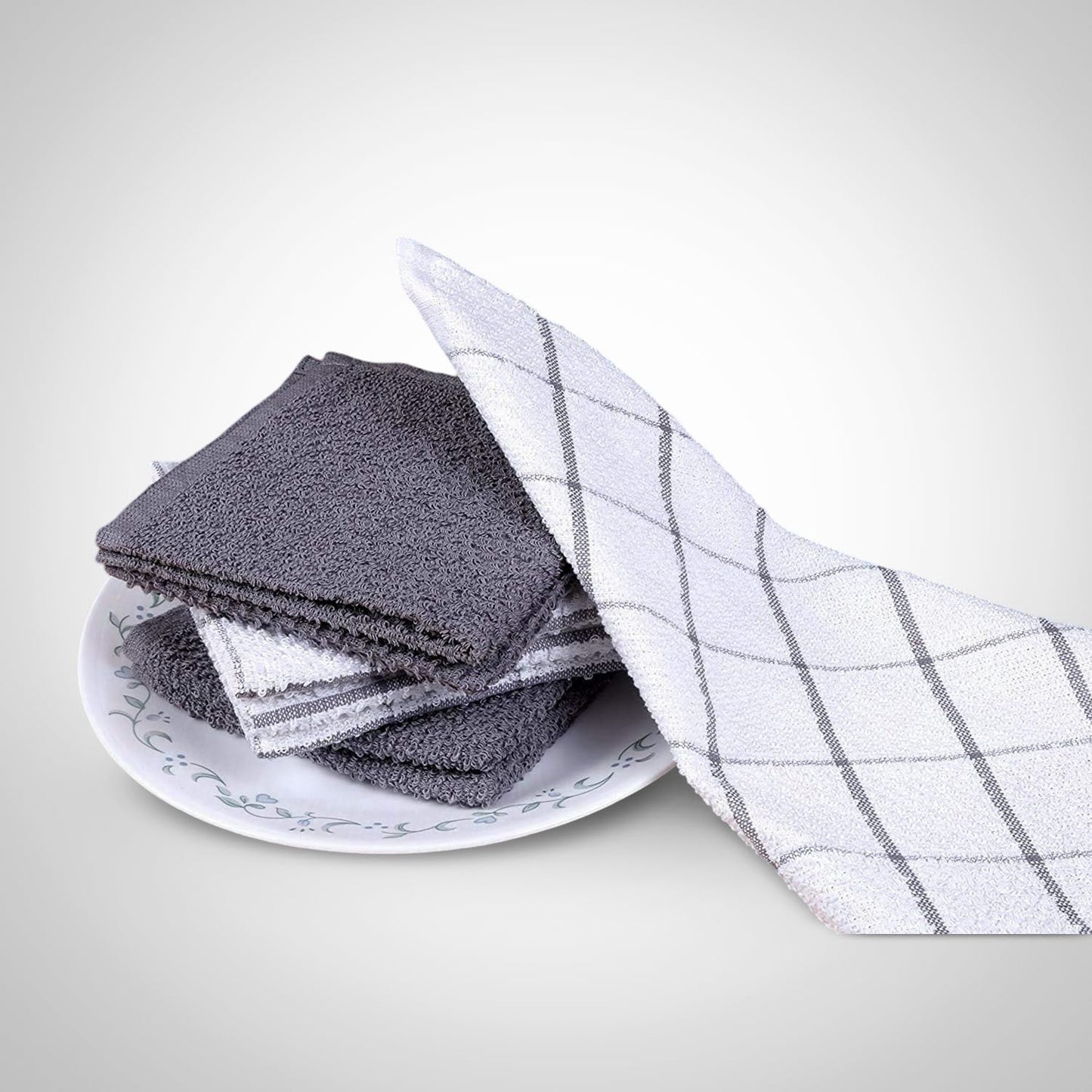 Cotton Kitchen Dish Cloths Set of 8 – Highly Absorbent, Super Soft Premium Terry Cleaning Cloth (12"x12" Inch) Premium Dishcloths for Washing Dishes (Yellow)