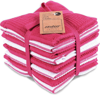 Cotton Kitchen Dish Cloths Set of 8 – Highly Absorbent, Super Soft Premium Terry Cleaning Cloth (12"x12" Inch) Premium Dishcloths for Washing Dishes (Yellow)