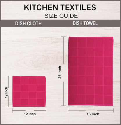 Cotton Kitchen Dish Cloths Set of 8 – Highly Absorbent, Super Soft Premium Terry Cleaning Cloth (12"x12" Inch) Premium Dishcloths for Washing Dishes (Yellow)
