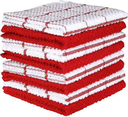 Cotton Kitchen Dish Cloths Set of 8 – Highly Absorbent, Super Soft Premium Terry Cleaning Cloth (12"x12" Inch) Premium Dishcloths for Washing Dishes (Yellow)