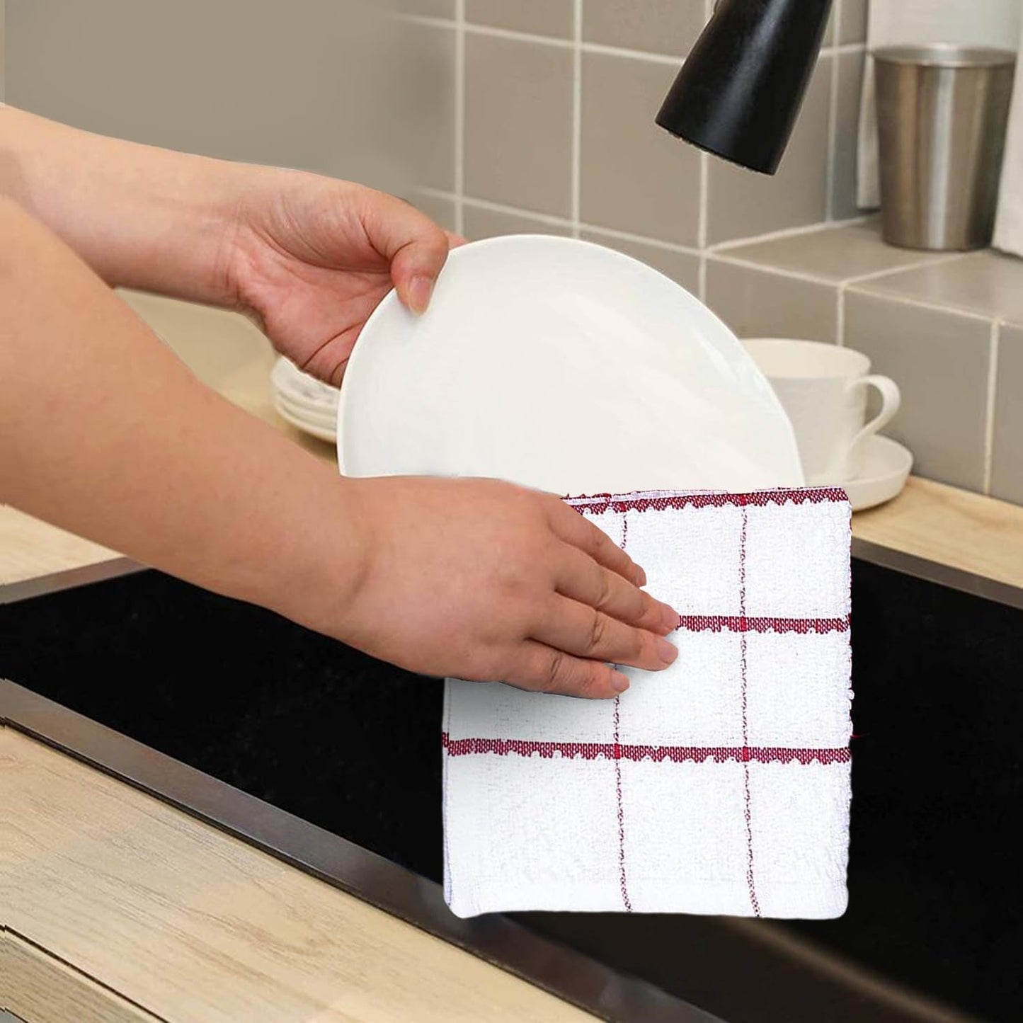 Cotton Kitchen Dish Cloths Set of 8 – Highly Absorbent, Super Soft Premium Terry Cleaning Cloth (12"x12" Inch) Premium Dishcloths for Washing Dishes (Yellow)