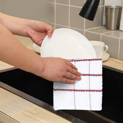 Cotton Kitchen Dish Cloths Set of 8 – Highly Absorbent, Super Soft Premium Terry Cleaning Cloth (12"x12" Inch) Premium Dishcloths for Washing Dishes (Yellow)
