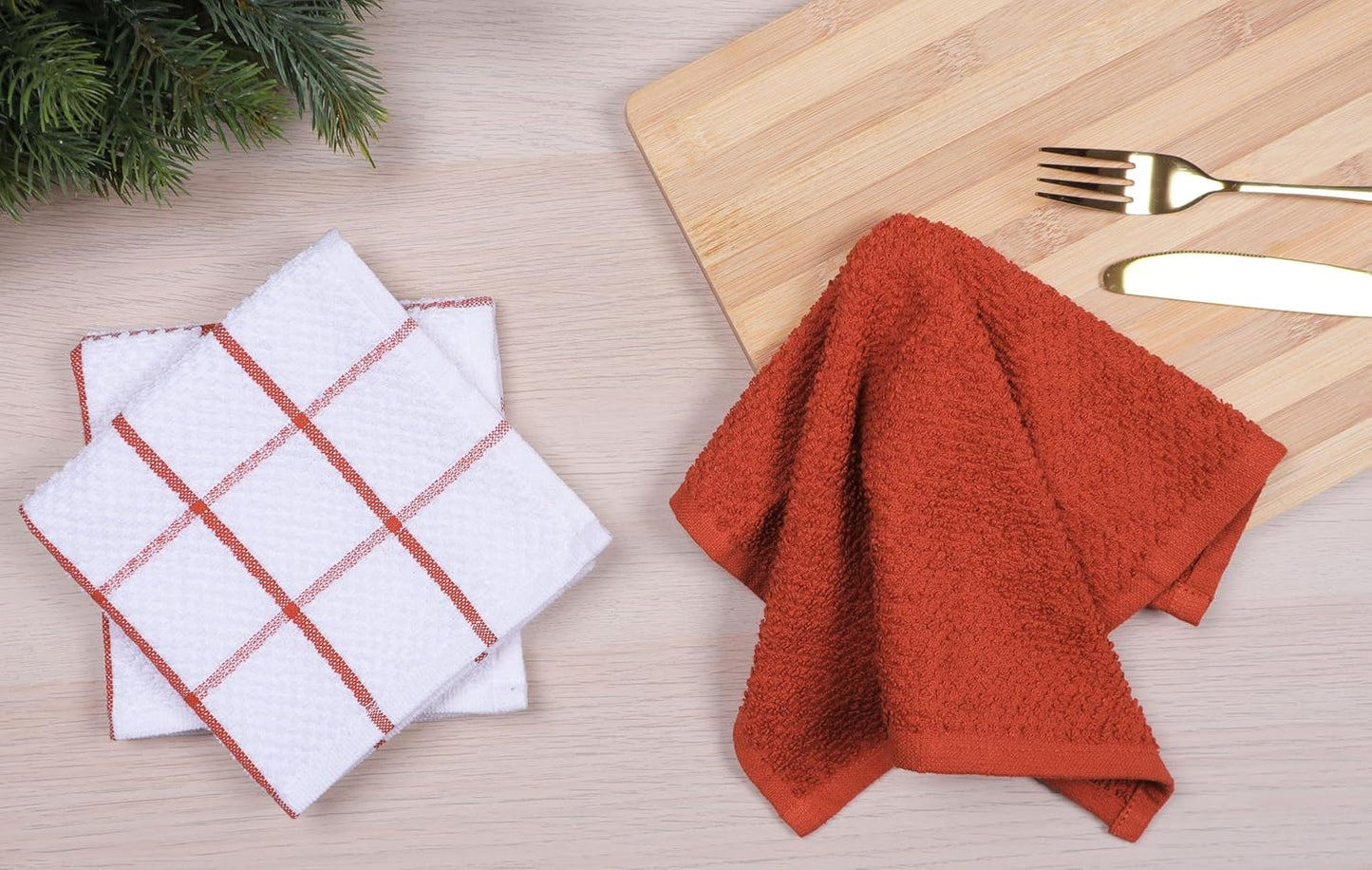 Cotton Kitchen Dish Cloths Set of 8 – Highly Absorbent, Super Soft Premium Terry Cleaning Cloth (12"x12" Inch) Premium Dishcloths for Washing Dishes (Yellow)