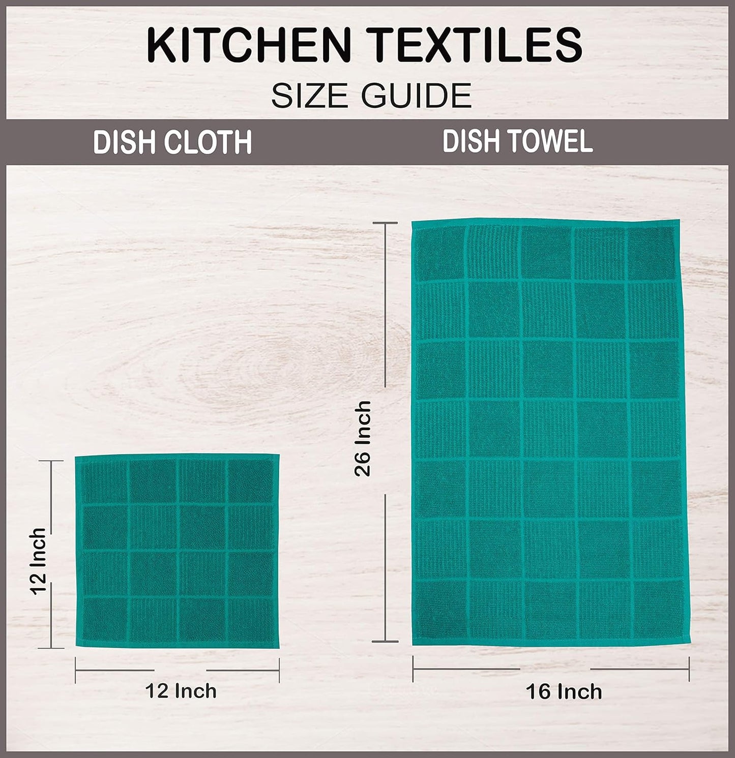 Cotton Kitchen Dish Cloths Set of 8 – Highly Absorbent, Super Soft Premium Terry Cleaning Cloth (12"x12" Inch) Premium Dishcloths for Washing Dishes (Yellow)