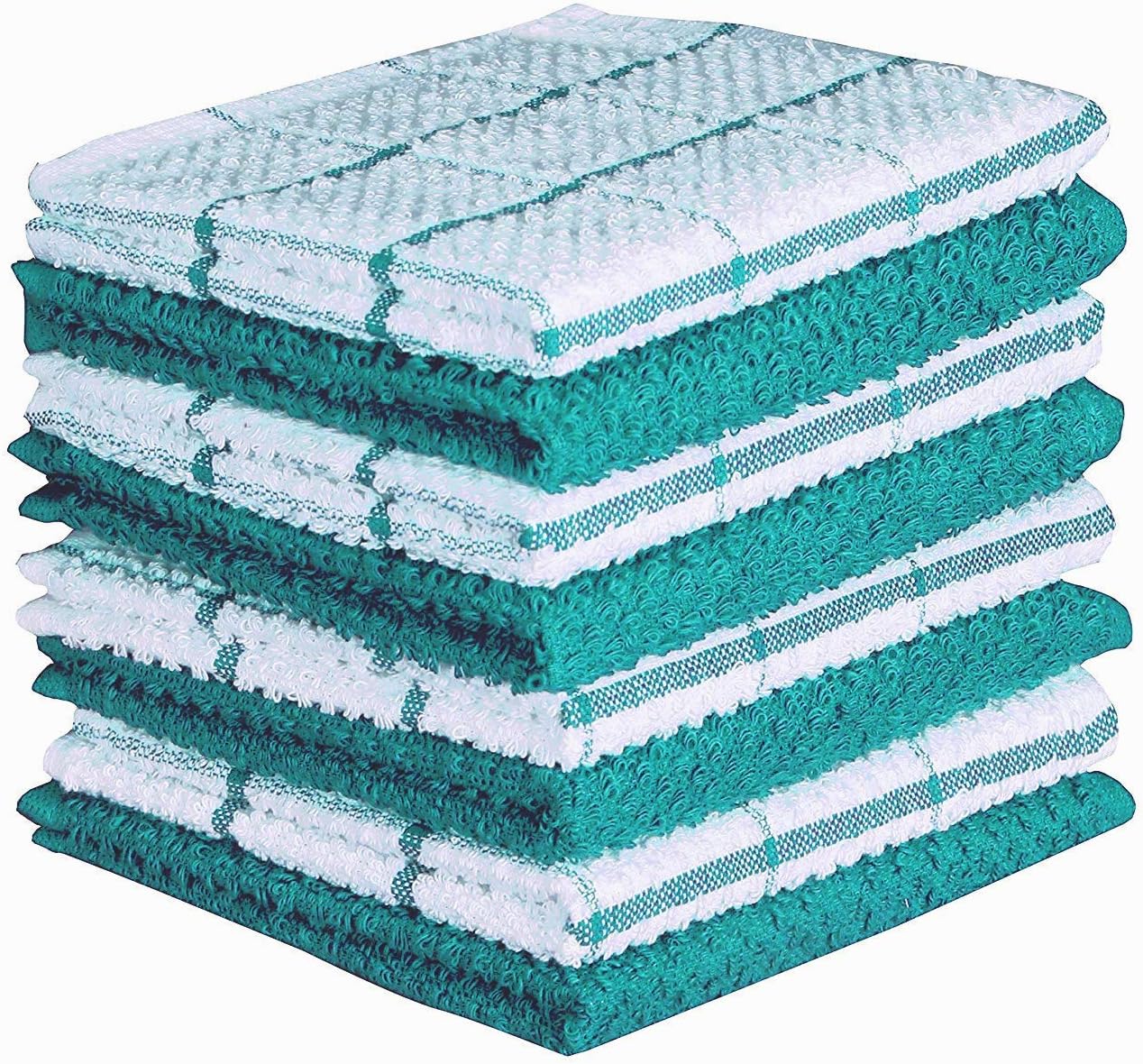 Cotton Kitchen Dish Cloths Set of 8 – Highly Absorbent, Super Soft Premium Terry Cleaning Cloth (12"x12" Inch) Premium Dishcloths for Washing Dishes (Yellow)