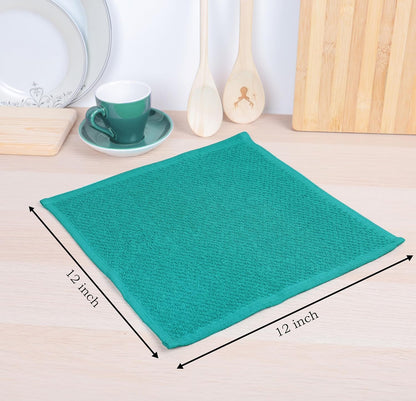 Cotton Kitchen Dish Cloths Set of 8 – Highly Absorbent, Super Soft Premium Terry Cleaning Cloth (12"x12" Inch) Premium Dishcloths for Washing Dishes (Yellow)