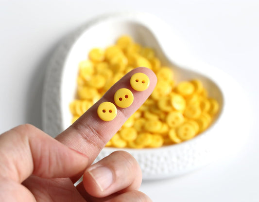 11/32 Inch Button 9mm Tiny Size Sewing Flatback Resin Buttons Color Yellow Pack of 500 Pcs