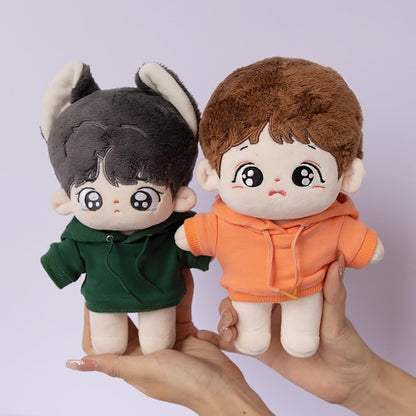 10cm Plush Doll Clothes Elastic Solid Sportswear Suits Hoodie Pants Soft Stuffed Plush Toy Dress Up Accessories (Yellow, 10cm)