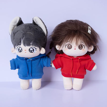 10cm Plush Doll Clothes Elastic Solid Sportswear Suits Hoodie Pants Soft Stuffed Plush Toy Dress Up Accessories (Yellow, 10cm)