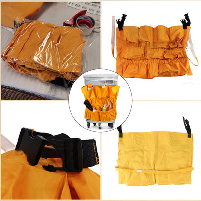Yellow Trash Can Caddy Bags for Garbage Bins,10 Pockets Commercial Cleaning Caddy Bag,Fit 32-50 Gallon Can,Garbage Bin Caddy Organizer