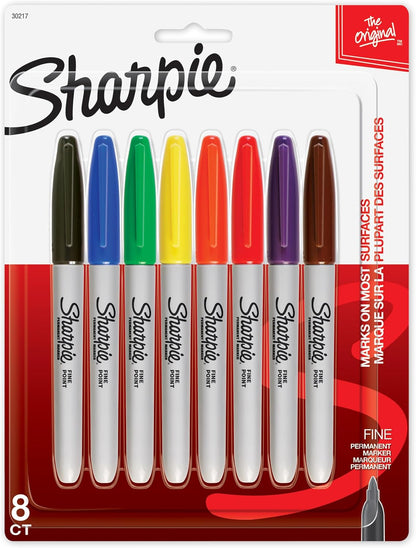 Permanent Markers, Fine Point, 8 Count - School, Office, Arts & Crafts, Desk Supplies
