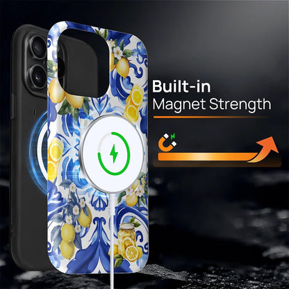 Case Compatible with iPhone 15 Pro Max [Compatible with MagSafe] Hybrid 2-Layer Hard Shell Protection Case, Shockproof Protective Magnetic Cover for 15 Pro Max, Lemon European Summer Life