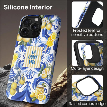 Case Compatible with iPhone 15 Pro Max [Compatible with MagSafe] Hybrid 2-Layer Hard Shell Protection Case, Shockproof Protective Magnetic Cover for 15 Pro Max, Lemon European Summer Life