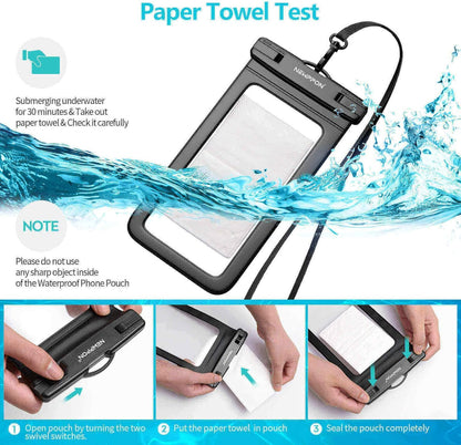 4 Pack 8.5“ Waterproof Cell Phone Pouch - Underwater Dry Bag Case Lanyard -Water Proof Clear Holder Protector for iPhone 17 16 Pro Max Plus Air Samsung Galaxy S25 Ultra Note for Beach Swimming