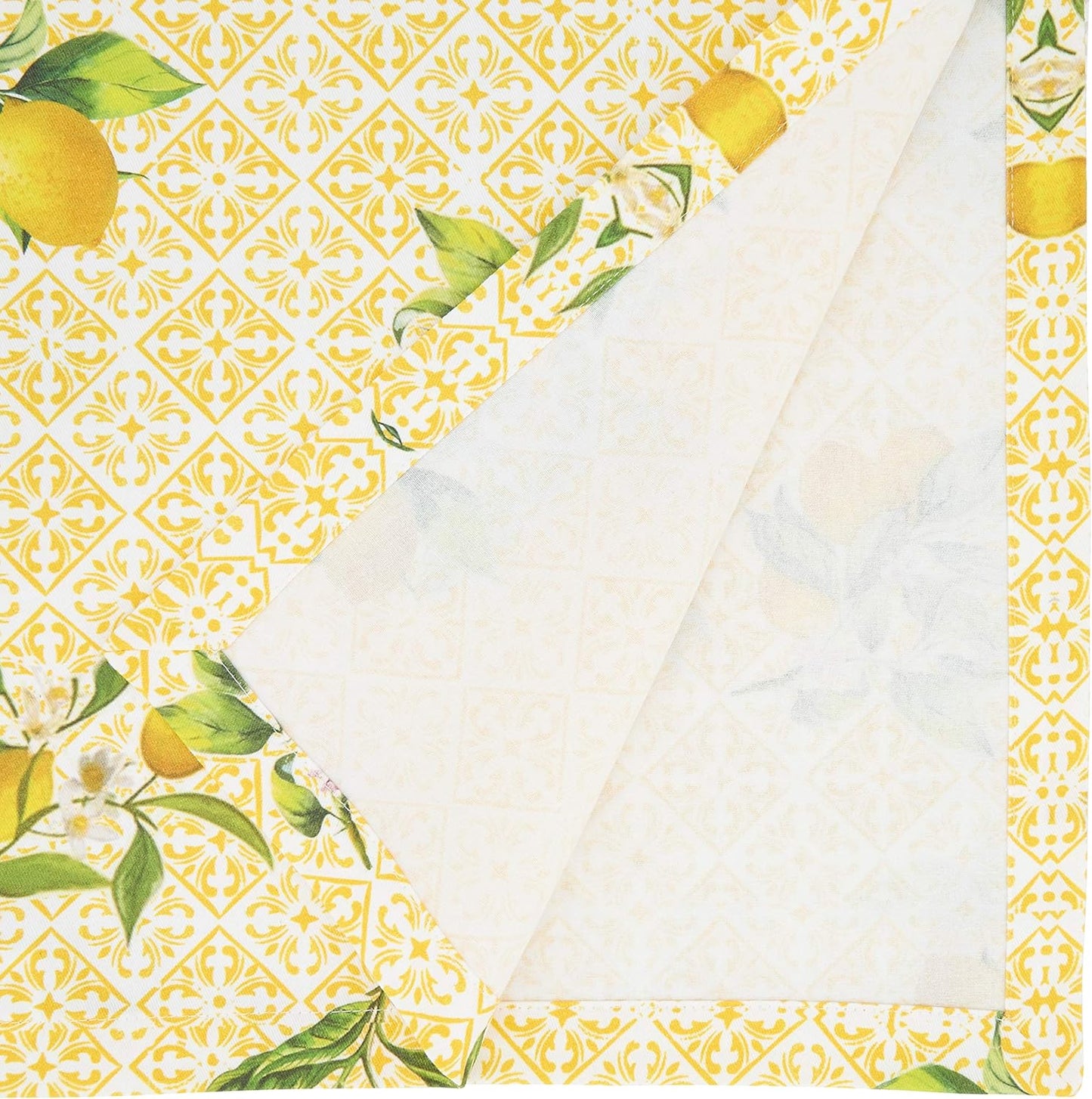 Lemon Design Block Print Tablecloth, Yellow, 70"