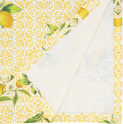 Lemon Design Block Print Tablecloth, Yellow, 70"