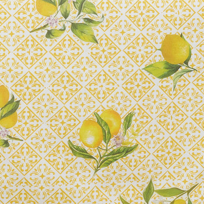 Lemon Design Block Print Tablecloth, Yellow, 70"