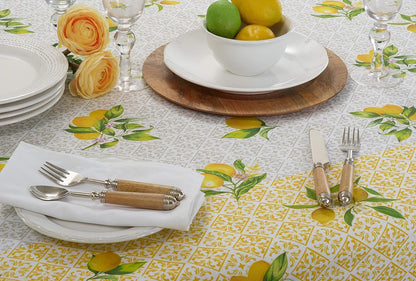 Lemon Design Block Print Tablecloth, Yellow, 70"