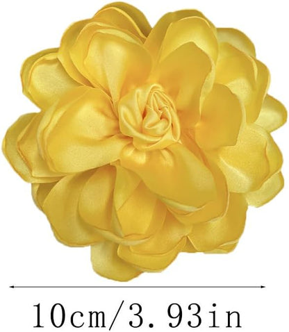 Dainty Fabric Rose Flower Large Brooch Lapel Pins Flower Brooches Pin Classic for Wedding Party Dance Banquet for Women Dress Suit Clothes Accessories Jewelry 100mm