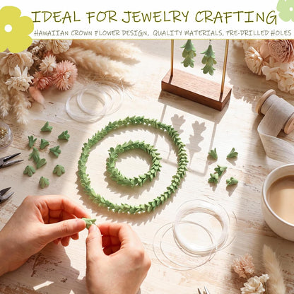 100 Pcs Pakalana Clay Flowers Beads Handmade Cowslip Creeper Clay Flower Beads with Pre-drilled Holes for Earrings Necklaces Jewelry Making Floral Creations DIY Craft Supplies (Green)