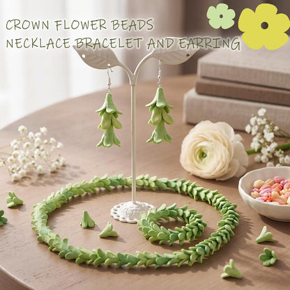 100 Pcs Pakalana Clay Flowers Beads Handmade Cowslip Creeper Clay Flower Beads with Pre-drilled Holes for Earrings Necklaces Jewelry Making Floral Creations DIY Craft Supplies (Green)