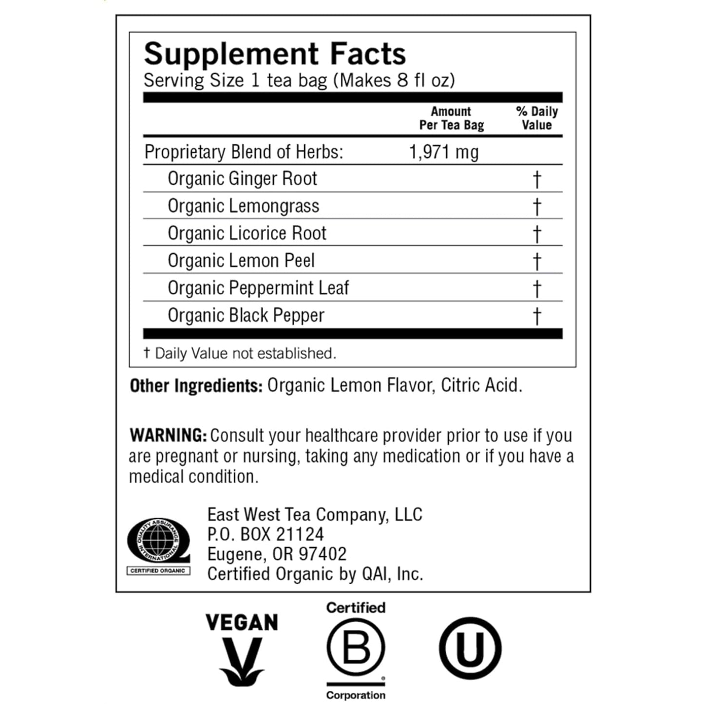 Tea Lemon Ginger Tea Bags, 16 ct
