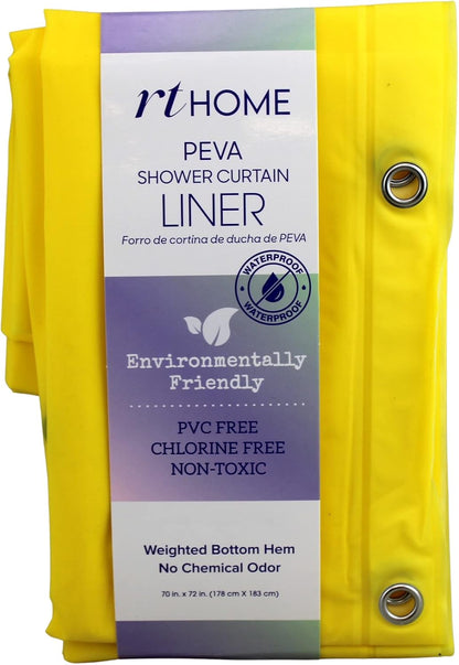 inc. Essentials PEVA Shower Curtain Liner - PVC Free Magnetized Bottom Odorless Clear (Yellow)
