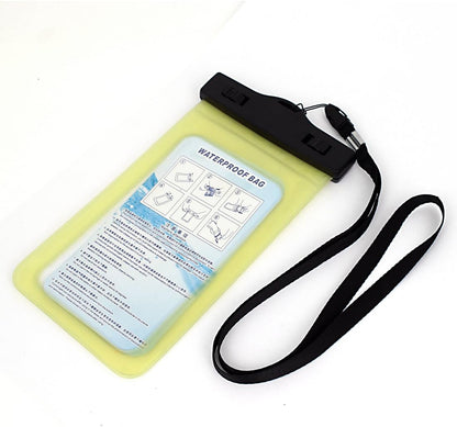 Waterproof Bag Holder Yellow for 5.5-Inch Mobile Phone w Neck Strap