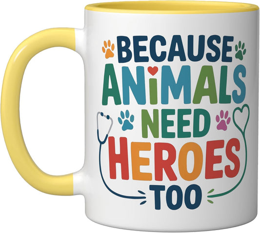 Veterinary Surgeon Veterinarian Pet Animal Care Ceramic Mug, Yellow/White, 11oz
