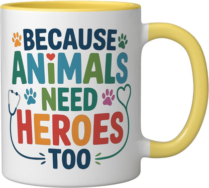 Veterinary Surgeon Veterinarian Pet Animal Care Ceramic Mug, Yellow/White, 11oz