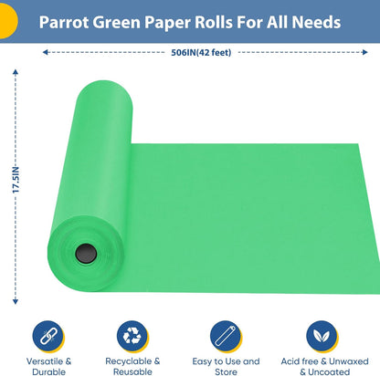 Parrot Green Wrapping Paper, Kraft Paper Roll 17.5"x506" for Gift Wrap | Packing Paper for Moving Supplies, Poster Bulletin Board Paper Roll, Wedding Valentine Arts Crafts Bouquet Flower Wall Art