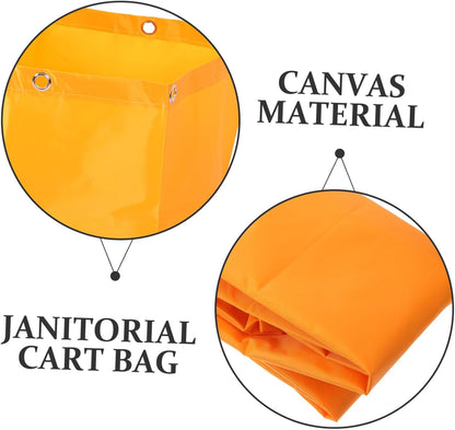 High Capacity Yellow Janitorial Cart Bag Canvas Cleaning Supply Pouch for Housekeepers Industrial Cleaning Caddy Replacement Utility Cart Organizer
