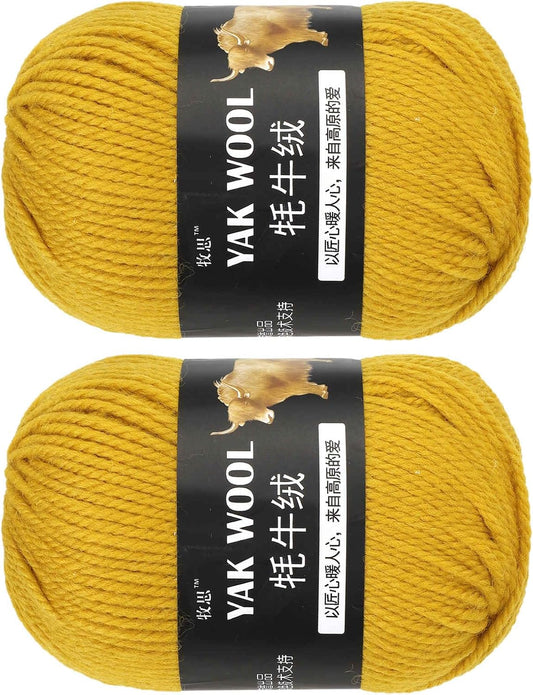 2PCS Crocheting Yarn,Yellow 3 Ply Wool Yarn 200g Sport Weight Yarns Bulk Soft and Fluffy Yarns for Knitting DIY Crochet Handicraft Blankets Hat Sweater Gift,220 Yards