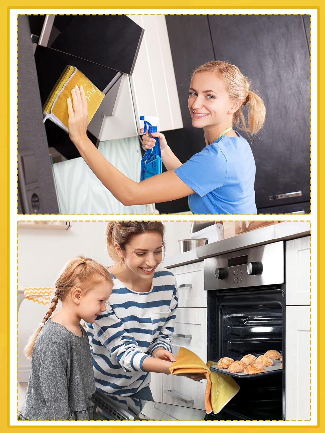 4 Pcs Floral Kitchen Towels Flower Dish Towels Spring Kitchen Decor Sets for Cooking Baking Grilling Bathroom(Yellow,Sunflower)