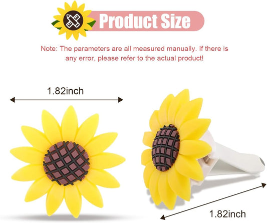 Sunflower Air Vent Clip, Sunflower Car Air Vent Decoration, Cute Car Clip Interior Air Conditioner Outlet Clip Charm, Flower Prensent Accessories for Women, Yellow (2PCS)
