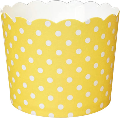 Paper Baking Cups (Polka Dots), Greaseproof Disposable Cupcake Liners (Yellow, Large Cups (50-Pack))