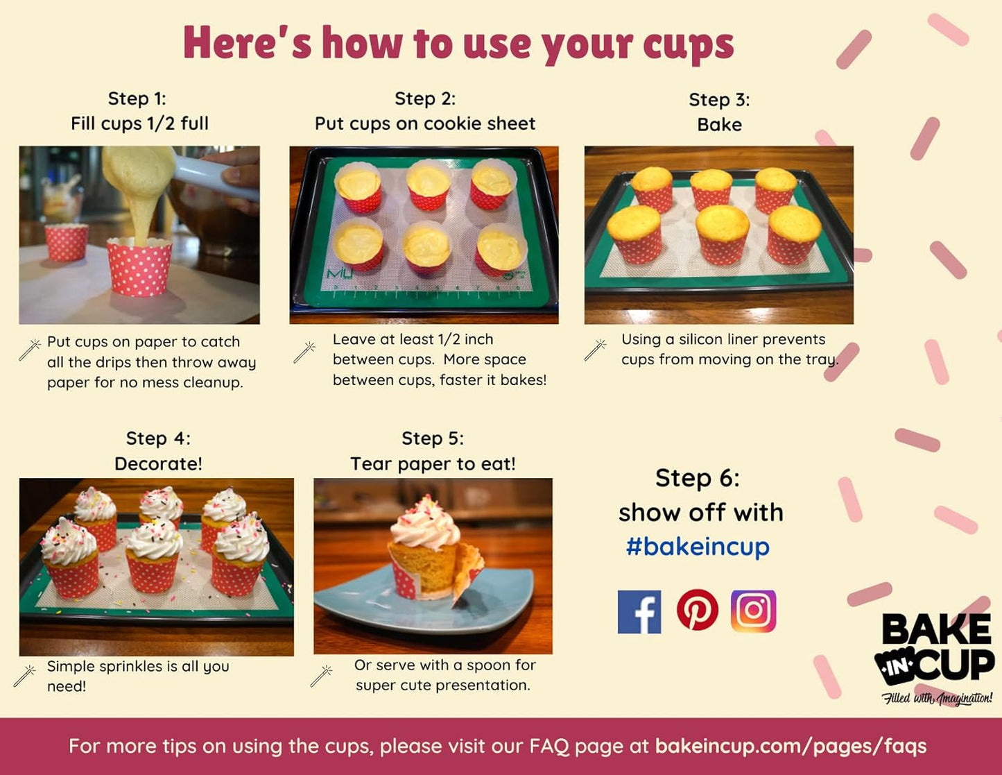 Paper Baking Cups (Polka Dots), Greaseproof Disposable Cupcake Liners (Yellow, Large Cups (50-Pack))