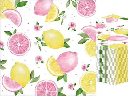 40Pcs Lemons Paper Napkins Yellow Citrus Fruit Disposable Party Napkin Citrus Decorative Dinner Napkin Luncheon Napkins for Party Supplies Table Decor