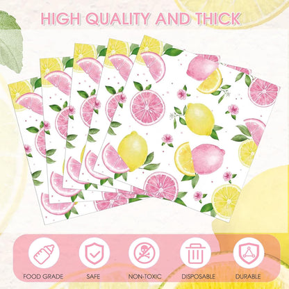 40Pcs Lemons Paper Napkins Yellow Citrus Fruit Disposable Party Napkin Citrus Decorative Dinner Napkin Luncheon Napkins for Party Supplies Table Decor