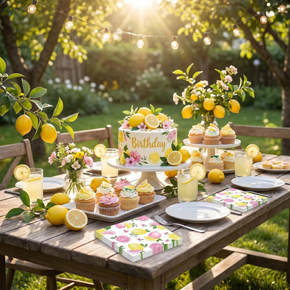 40Pcs Lemons Paper Napkins Yellow Citrus Fruit Disposable Party Napkin Citrus Decorative Dinner Napkin Luncheon Napkins for Party Supplies Table Decor
